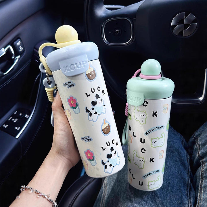 Women's water bottle with creative design and practical carrying handle Bowlift