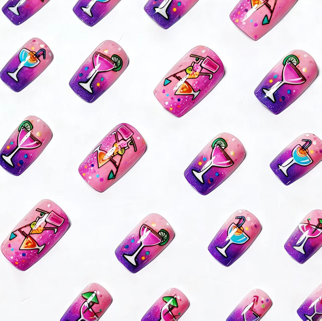 Creative Art Nails with Cheerful Cocktail Design Bowlift