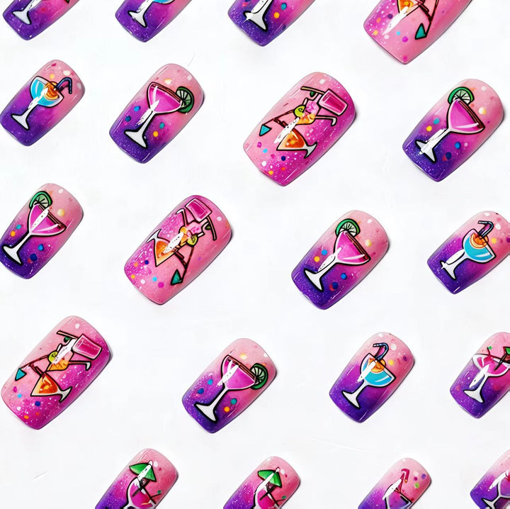Creative Art Nails with Cheerful Cocktail Design Bowlift