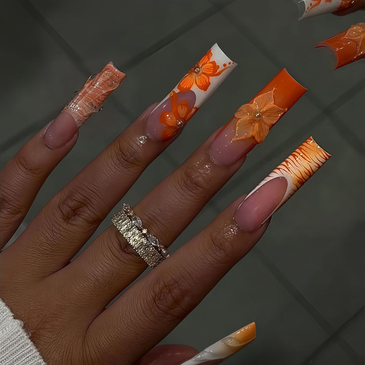 Artificial Nails in Creative Flower Design Bowlift
