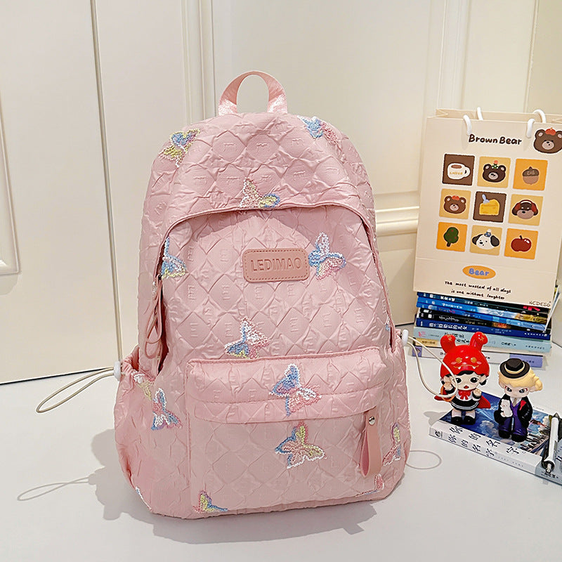 Quilted Butterfly Pattern Backpack