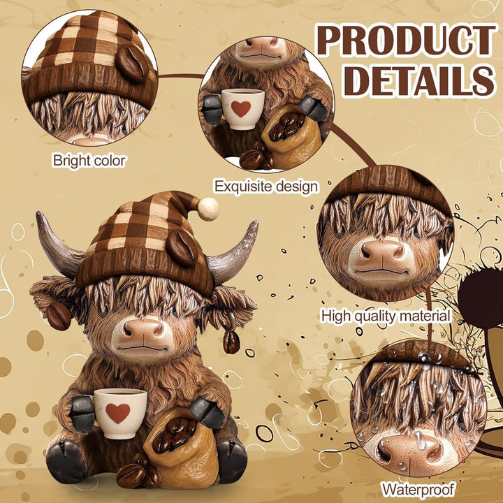 Decorative figure of a Highland cow with accessories Bowlift