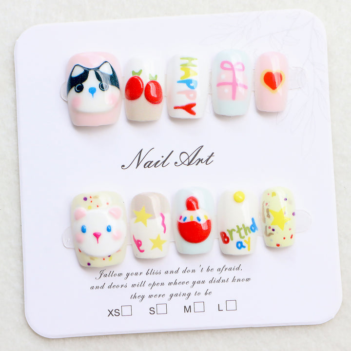 Creative Cartoon Themed Press-On Nails Bowlift