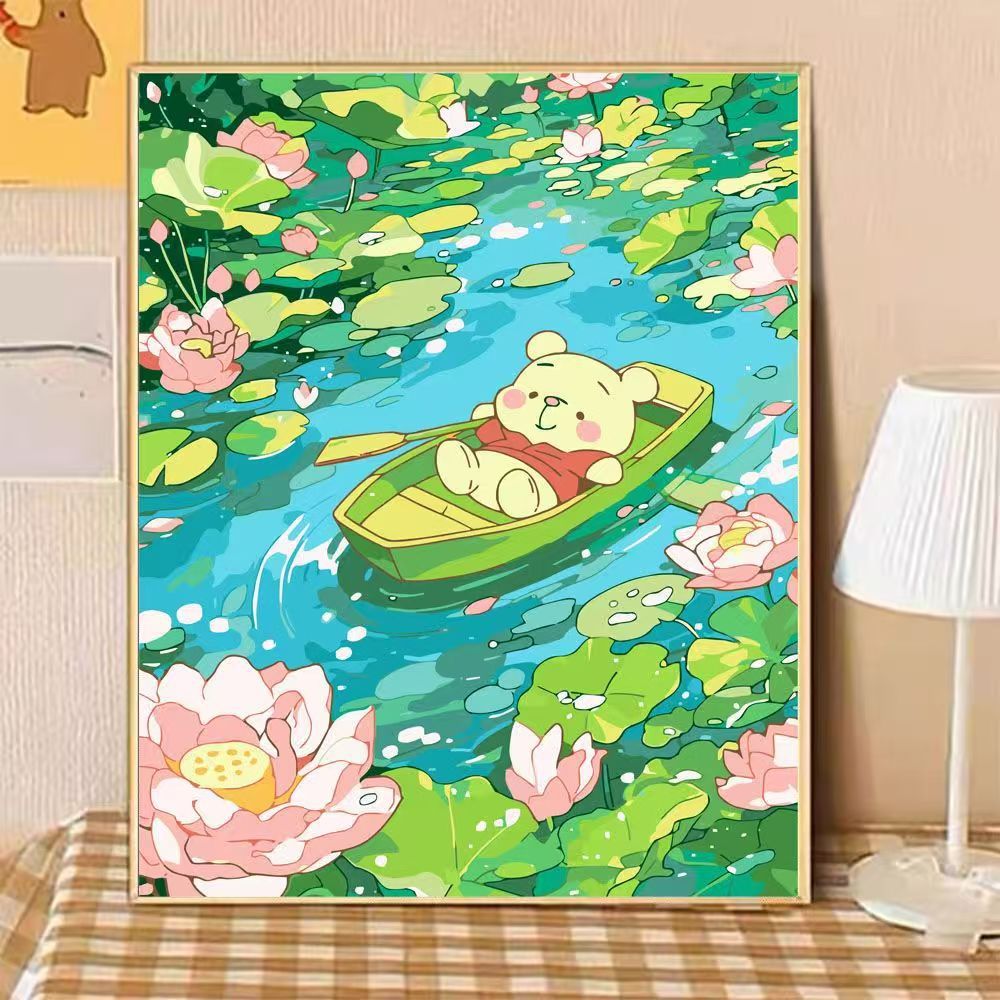 Playful Bear Illustration Canvas Art Bowlift