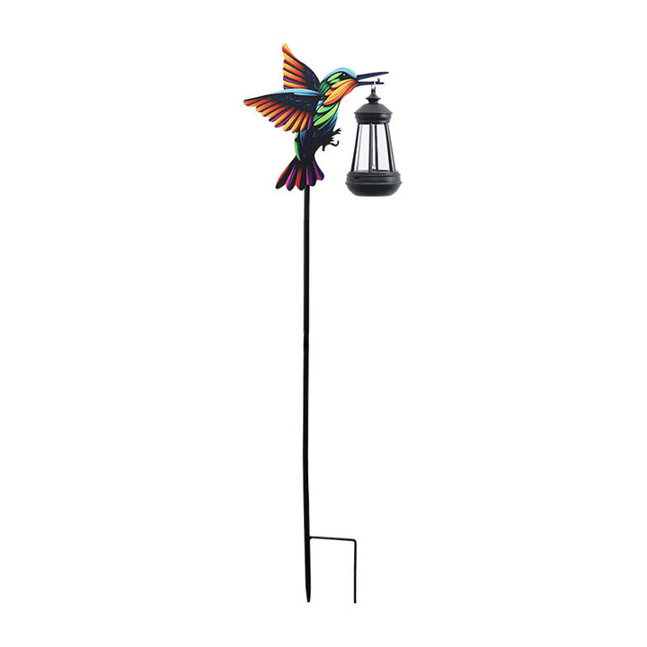 Decorative Hummingbird Solar Garden Stake With Hanging Lantern Bowlift