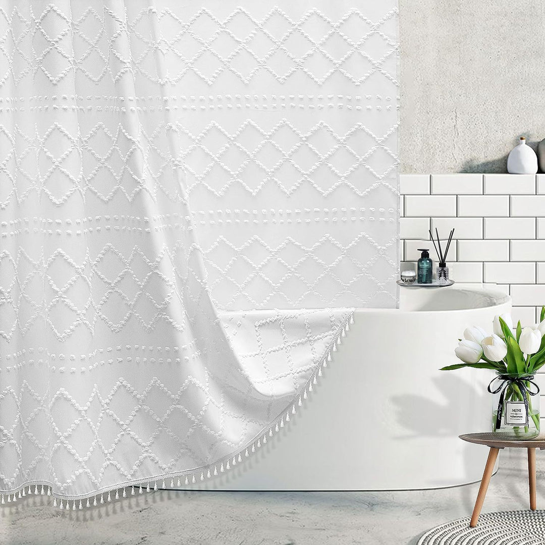 Elegant Textured Shower Curtain Bowlift
