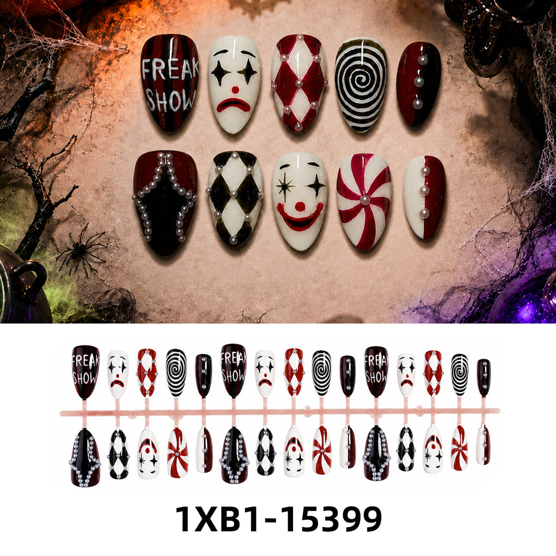 Acrylic nail set with creative Halloween motifs Bowlift