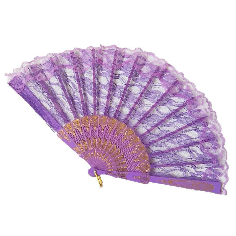 Women's fan made of fine lace with elegant gold embellishment Bowlift