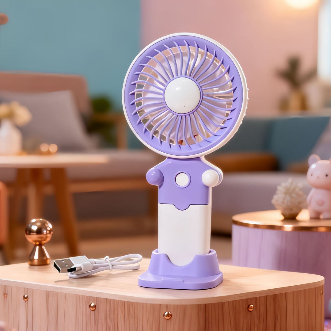 Women's Portable Hand Fan with USB Charging Function and Flexible Tilt Adjustment Bowlift