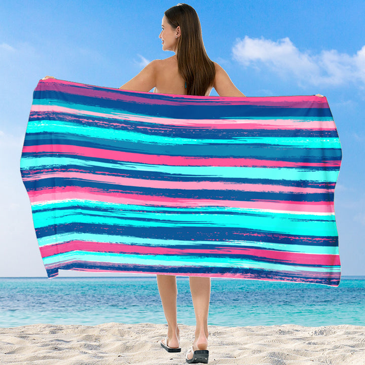 XXL Beach blanket with colorful stripe pattern Bowlift