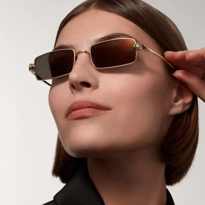 Ladies elegant square sunglasses with luxurious metal frame and UV protection Bowlift
