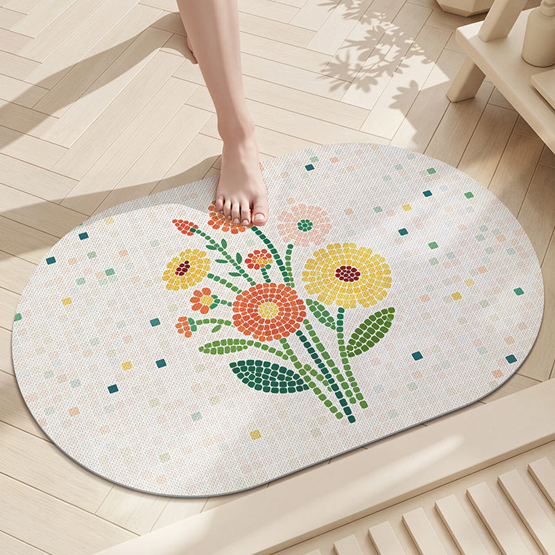 Floral Mosaic Bathroom Mat Bowlift