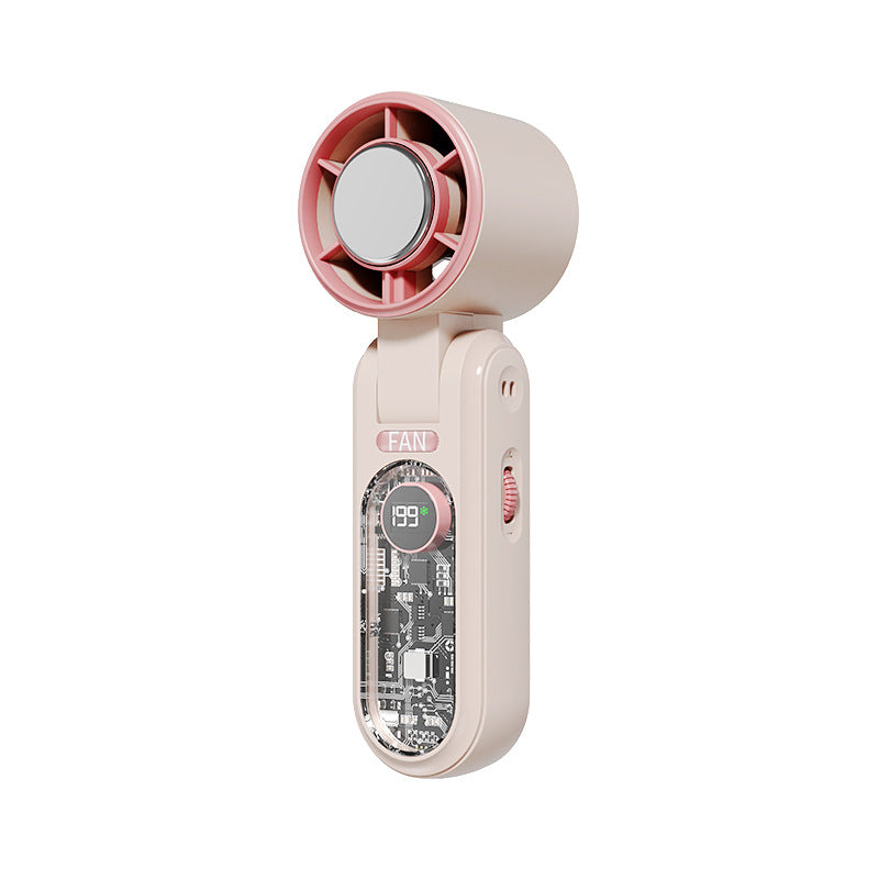 Women's Portable Hand Fan with Digital Temperature Display Bowlift