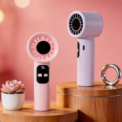 Ladies Portable Handheld Fan with LED Display Bowlift