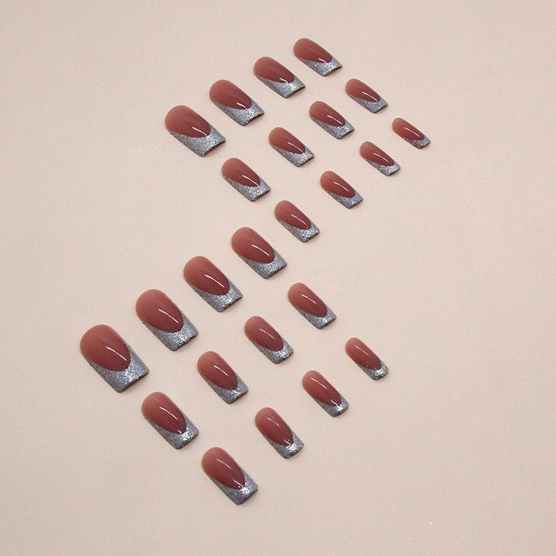 Glittering French Tip Nail Art Bowlift