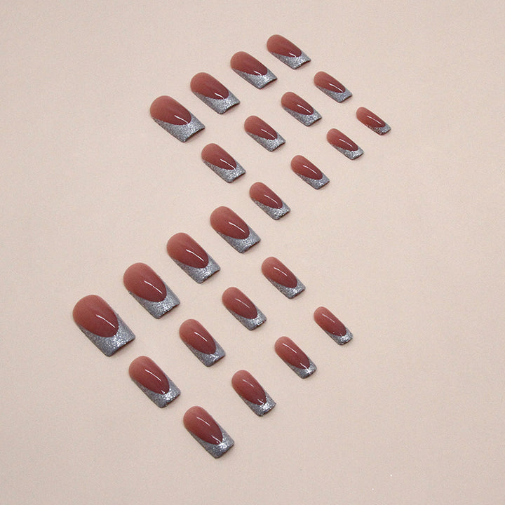 Glittering French Tip Nail Art Bowlift