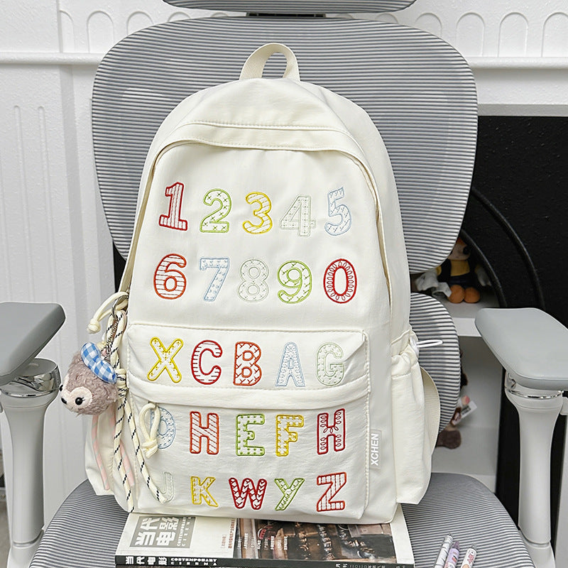 Playful Alphabet Embroidered Backpack