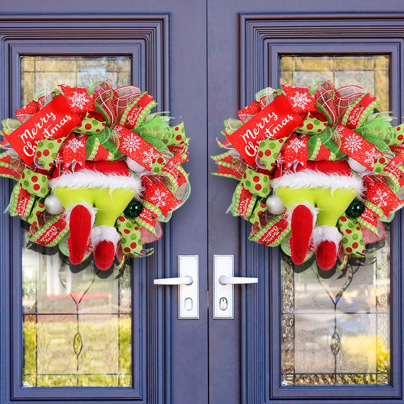 Grinch Leg Christmas Wreath Door Hanging Ornament