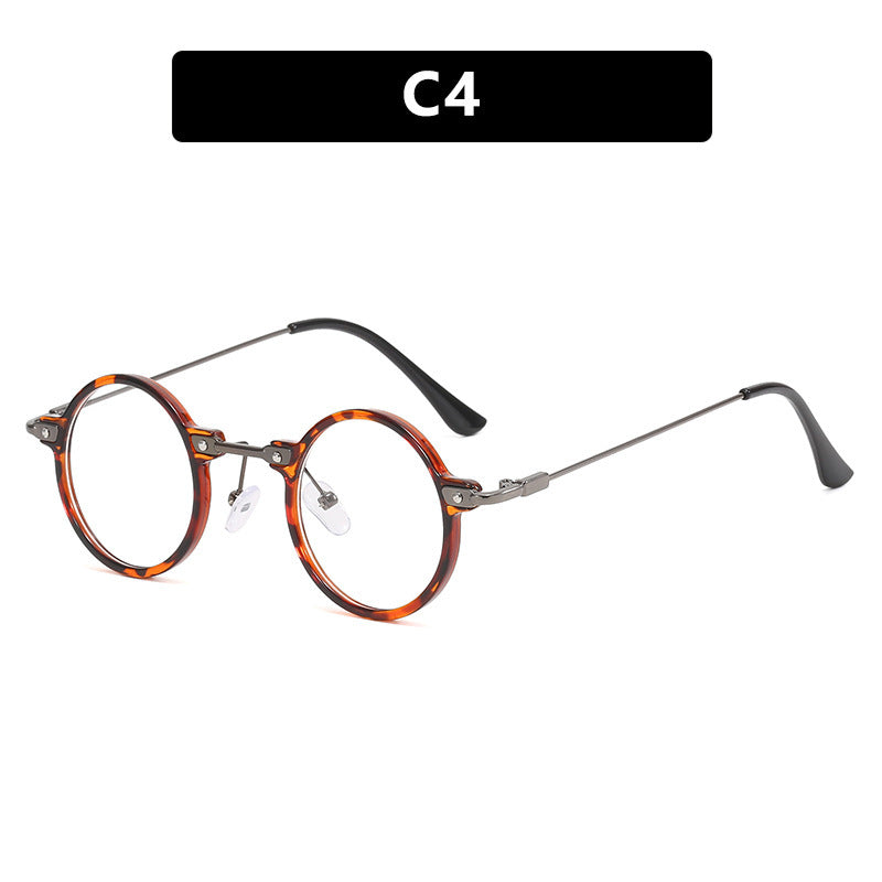 Women's round sunglasses with stylish metal frame and large blue lenses Bowlift