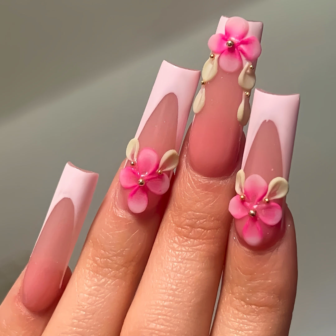 Floral Embellished Nail Art Extensions Bowlift