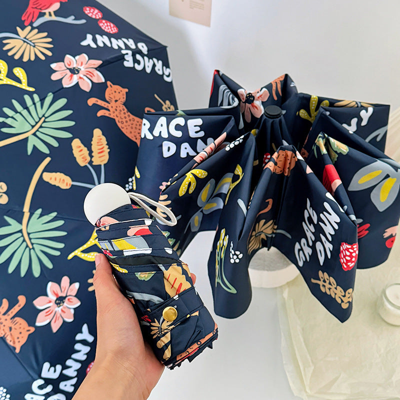Women Folding Umbrella with Striking Flower Pattern Bowlift