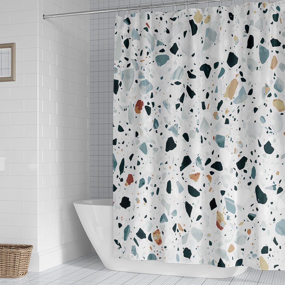 Stylish Terrazzo Print Shower Curtain Bowlift