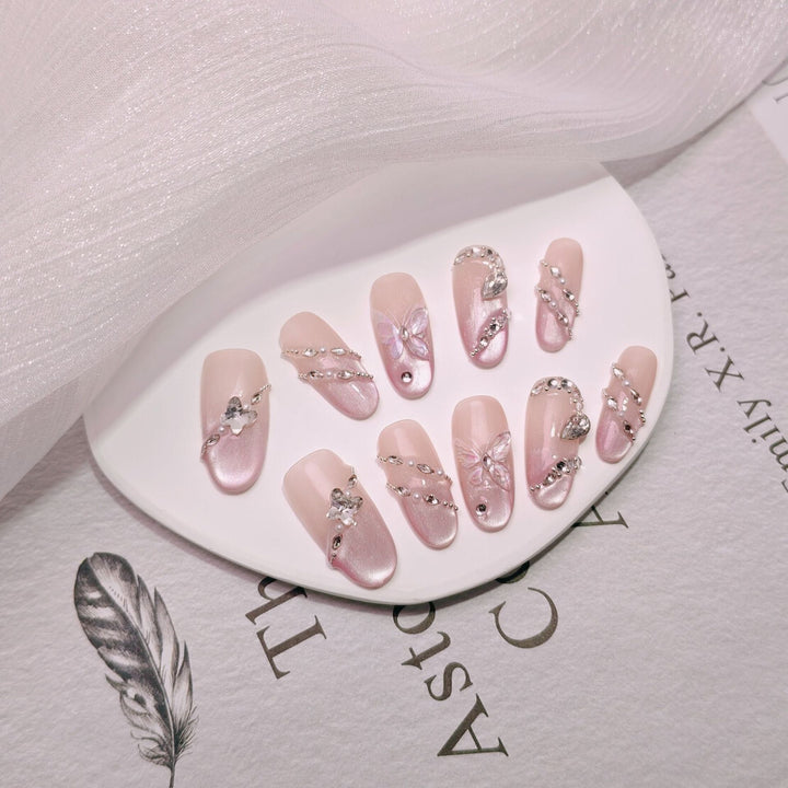 Elegant French Tip Press-On Nails Bowlift