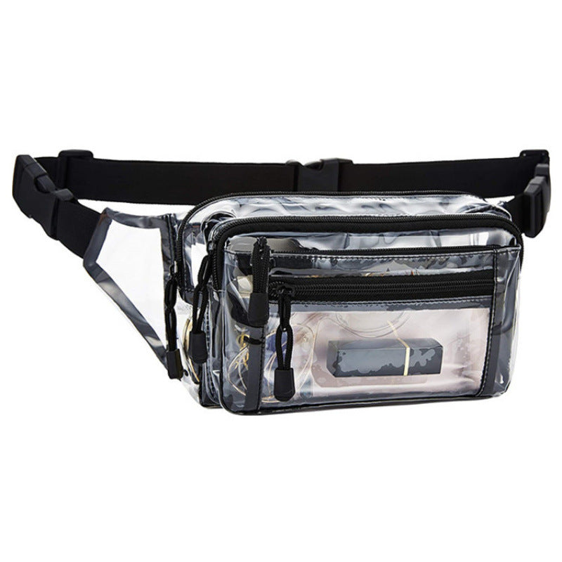 Transparent belt bag with multiple zippered compartments Bowlift