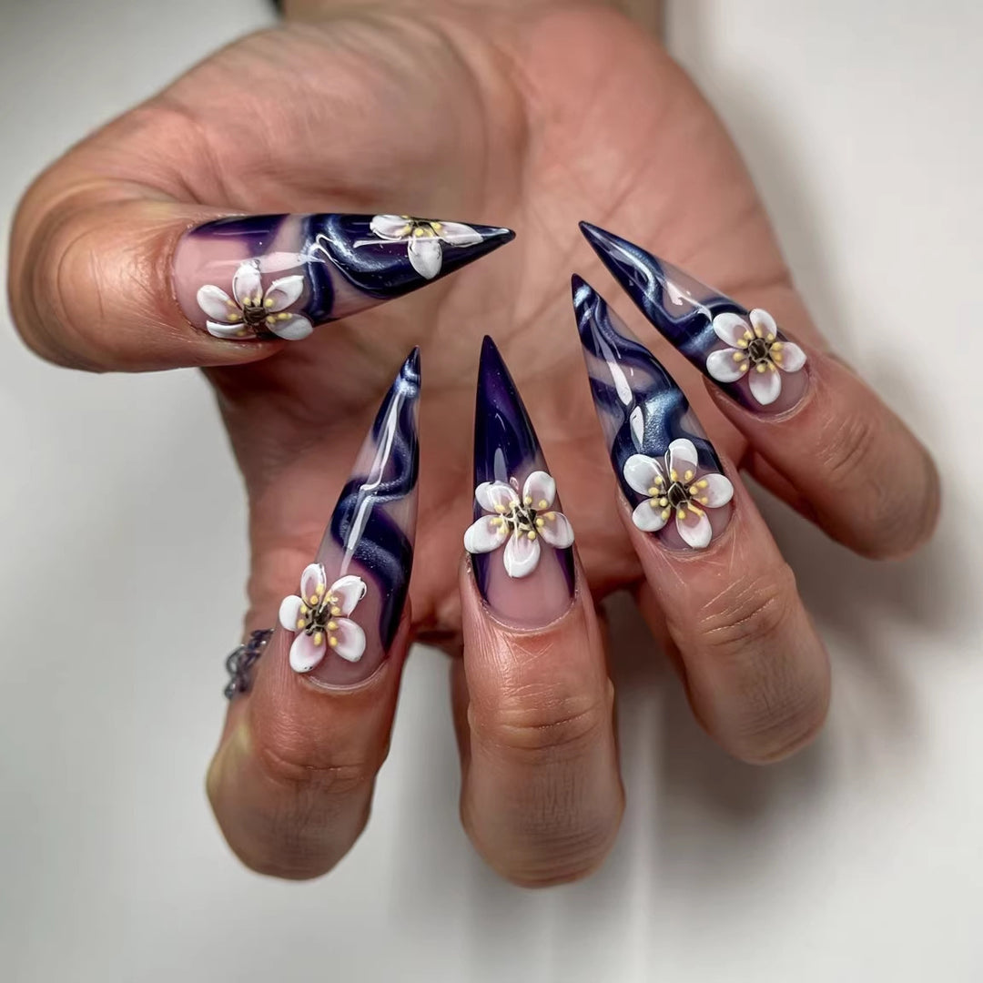 Extravagant Art Nails with Floral Design Bowlift