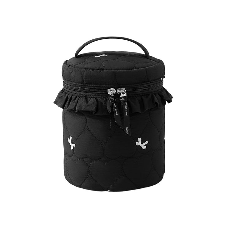 Quilted Makeup Storage Canister Bowlift
