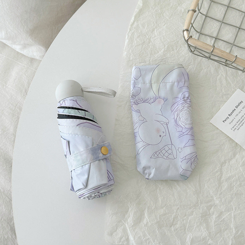 Ladies Folding Umbrella with Floral Minimalism Bowlift