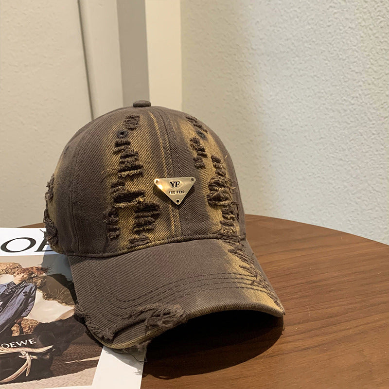 Women's Distressed Denim Baseball Cap Bowlift 1784084082