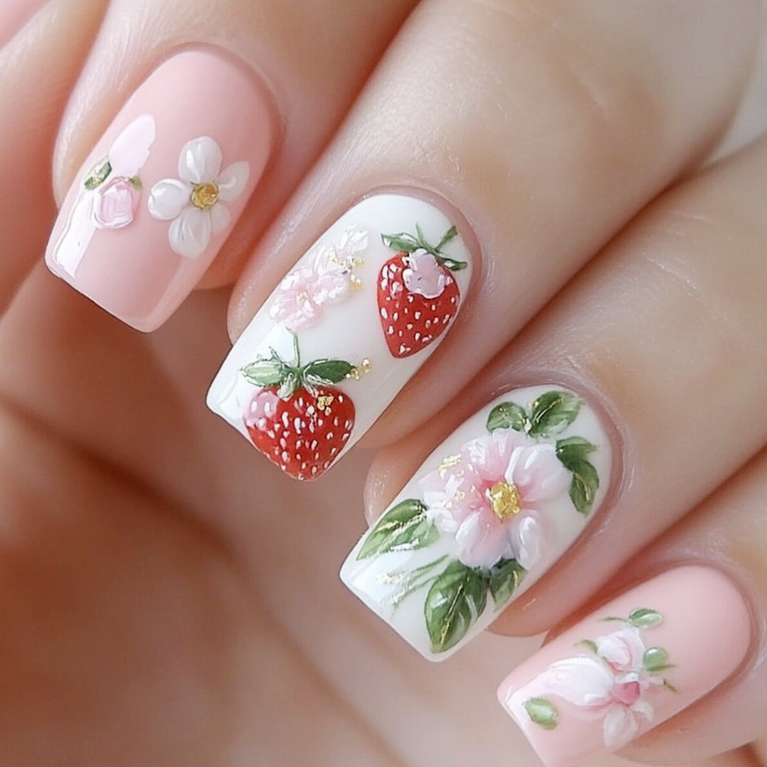 Strawberry Floral Nail Art Set Bowlift