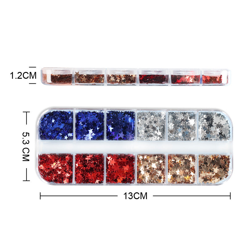 Women's nan star-shaped nail art glitter sequin mix kit for gel and acrylic application Bowlift
