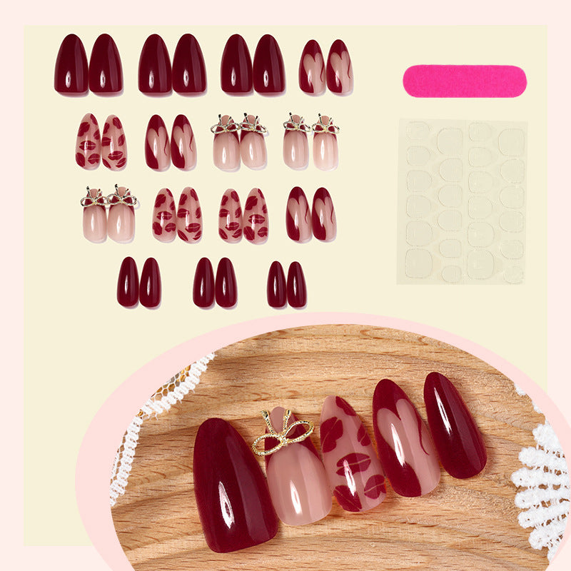 Detailed Decorative Press-On Nail Set Bowlift