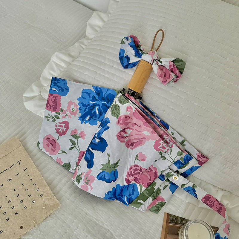 Women's Folding Umbrella with High-Quality Floral Design Bowlift