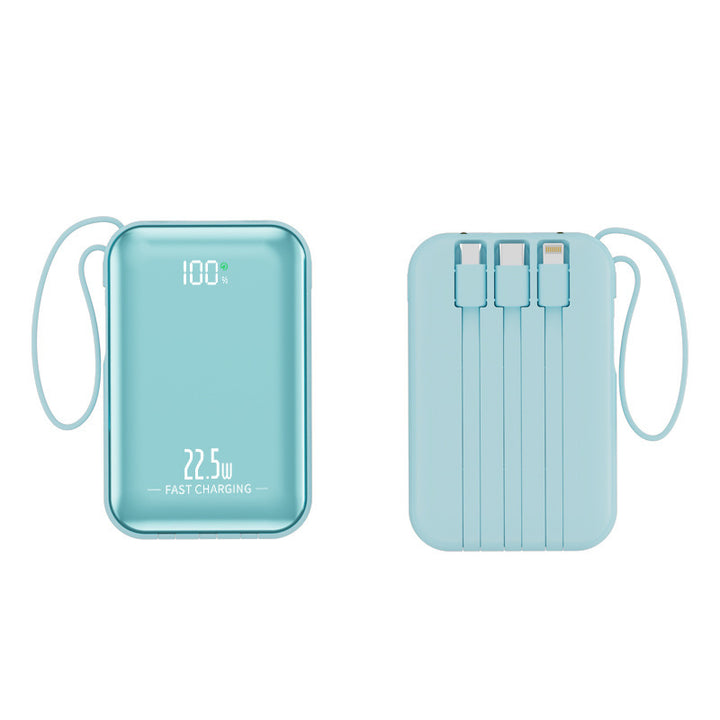 Portable power bank with integrated charging cables and fast charging function Bowlift