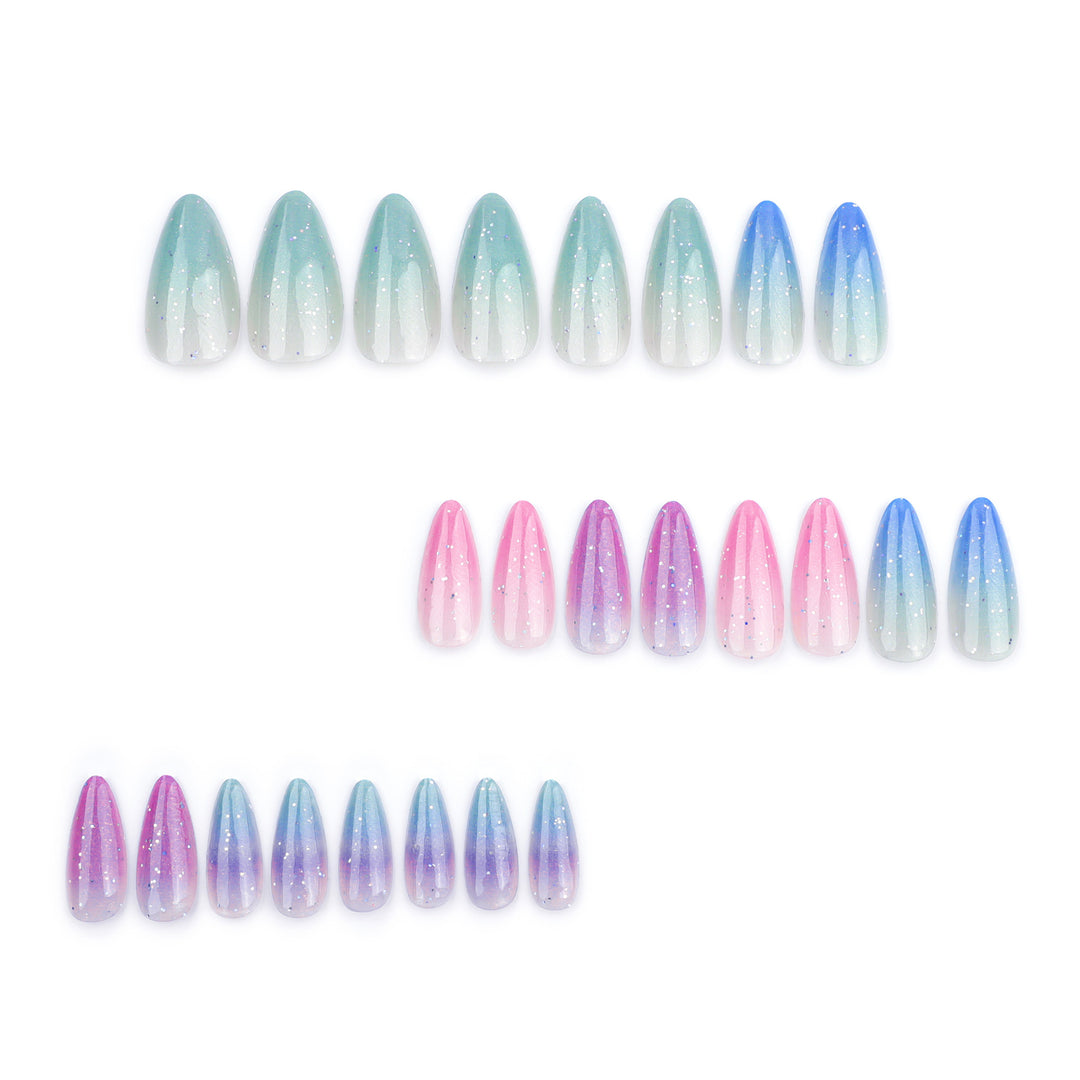 Artful Nail Extensions with Glitter Gradients Bowlift