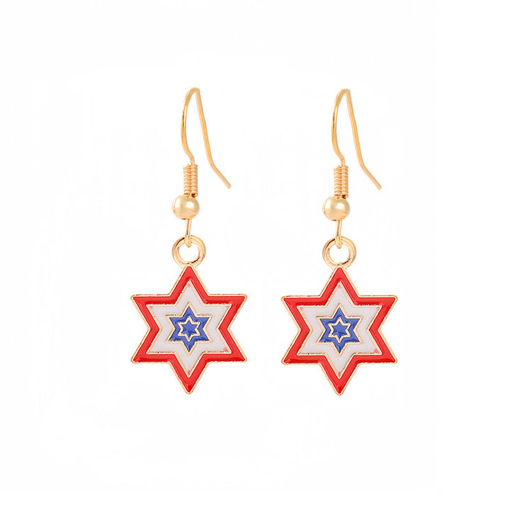Women nan enamel horseshoe earrings with star motif and fishhook closure Bowlift