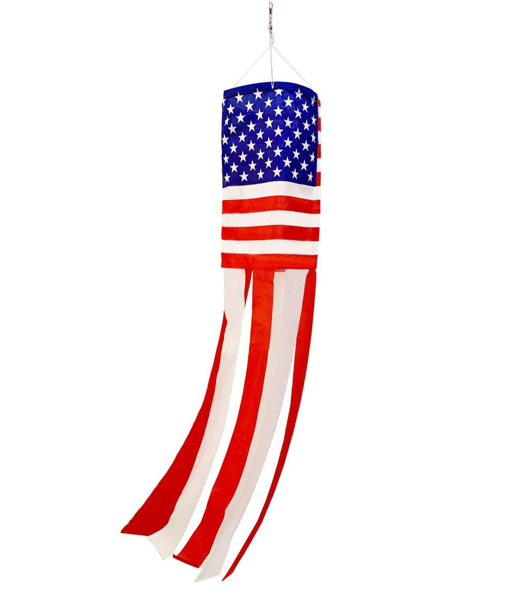 Unisex nan patriotic windsock wind flag with long ribbons for outdoor hanging Bowlift