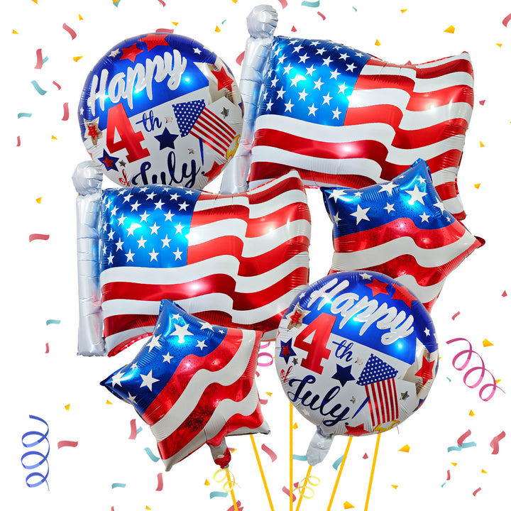 Unisex large foil balloon in USA flag shape with self-sealing valve and reusable Bowlift