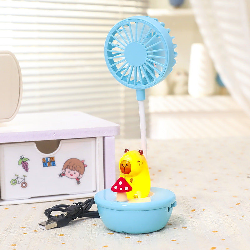 Women Portable Fan with LED Light and Animal Design Bowlift