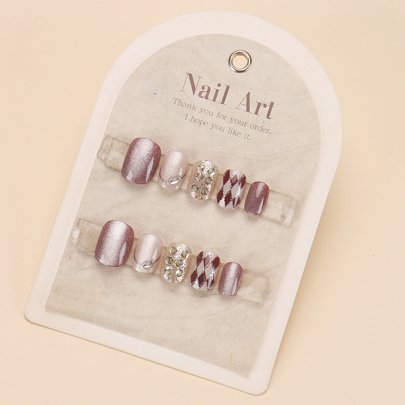 Luxury Press-On Nail Set with Glitter Accent Bowlift