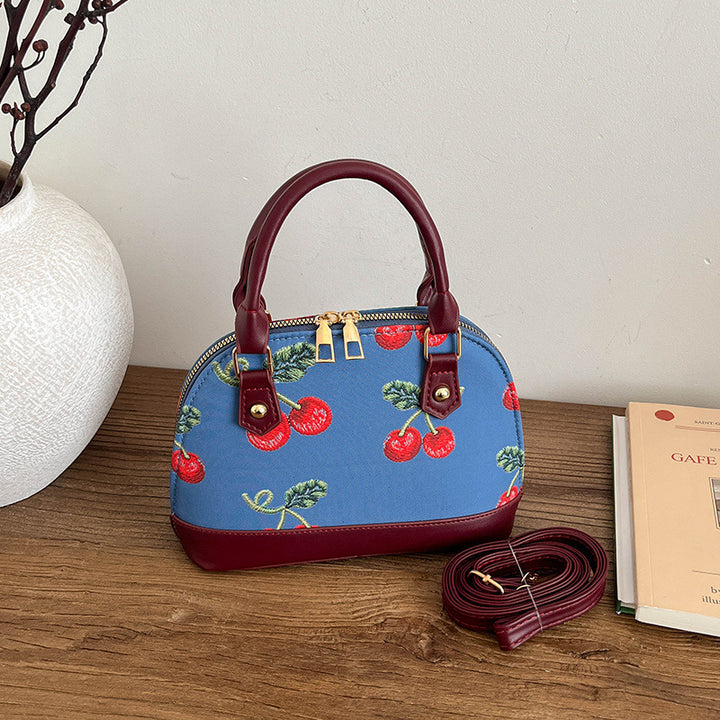 WoEmbroidered Cherry Pattern Handbag Bowlift