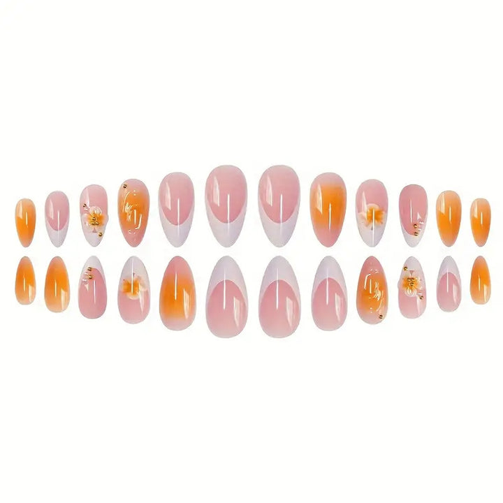 Artistic Floral Design Press-On Nail Set Bowlift