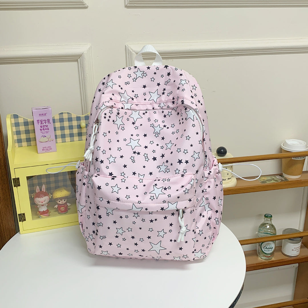 Starry Print Multi-Pocket Backpack Bowlift