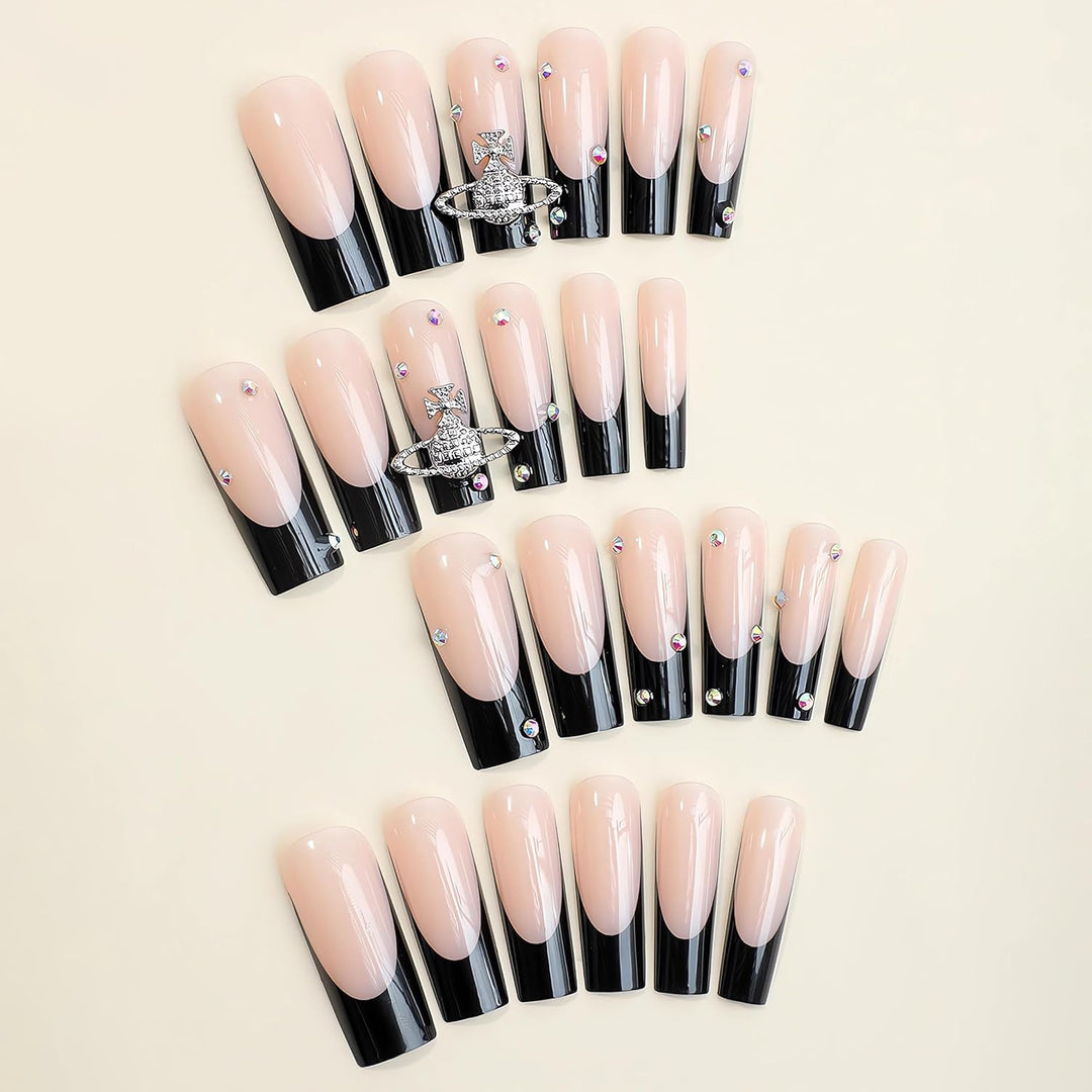 Glamorous artificial nails with rhinestones and unique 3D decorations Bowlift