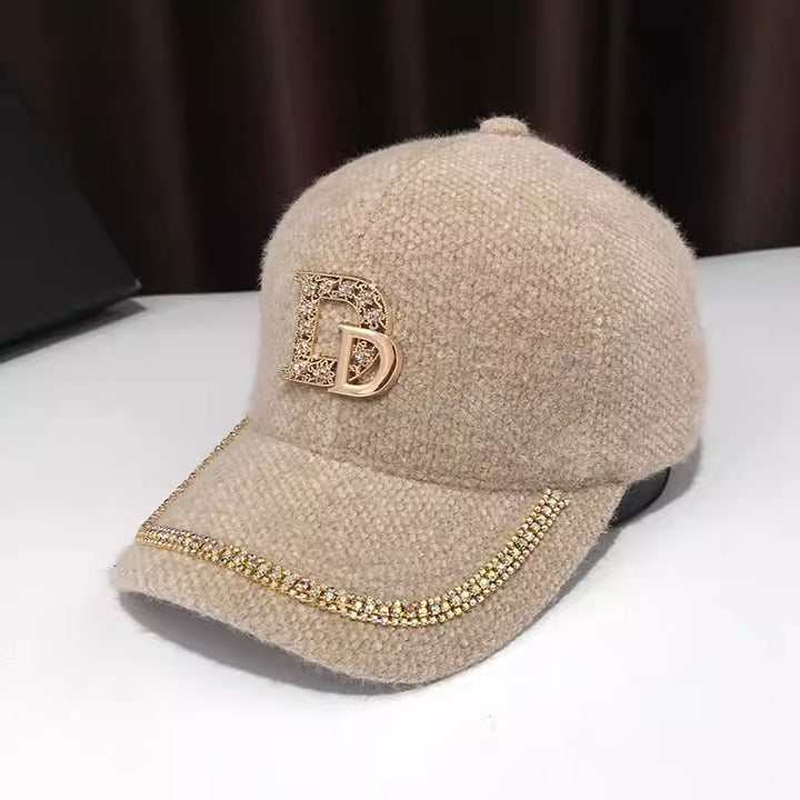 Women's Luxurious Embellished Wool Baseball Cap Bowlift