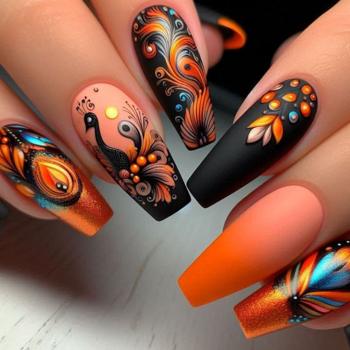 Intricate Peacock Nail Art Design Bowlift