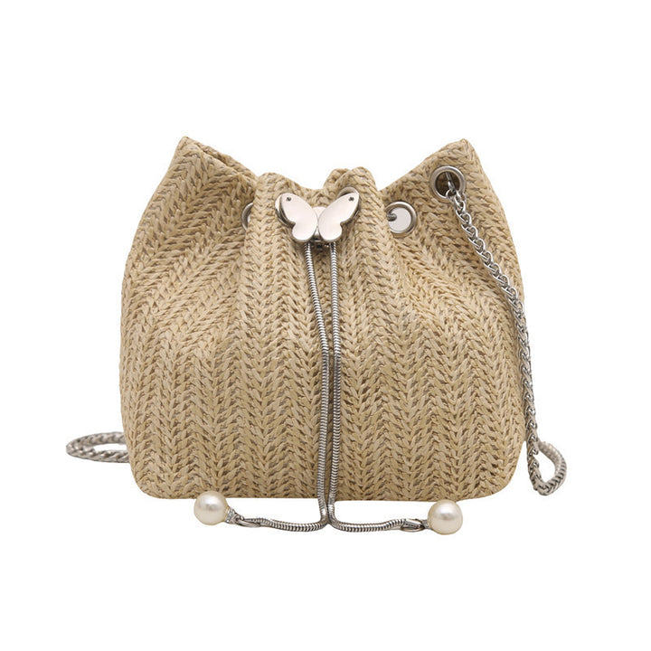 Elegant Woven Drawstring Mini Handbag Bowlift